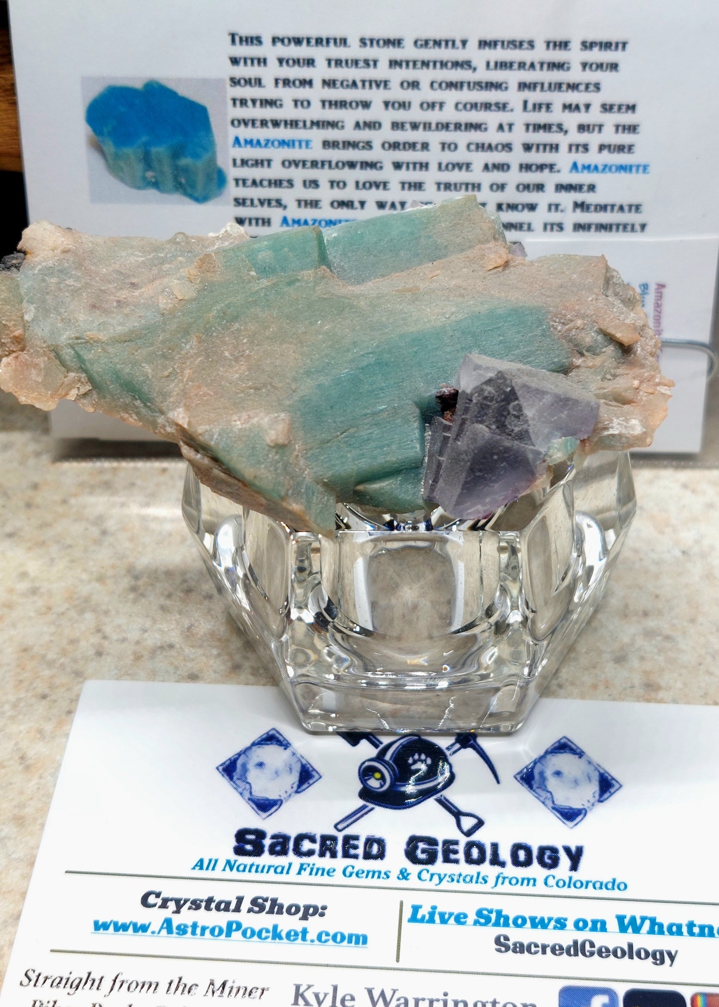 Purple Fluorite Cubes on Amazonite from Colorado! 💙🔥💜